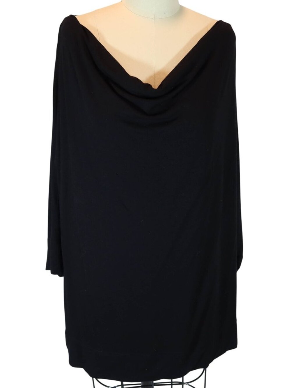 EILEEN FISHER Woman Draped Dolman Sleeve Jersey Knit Top Size 2X Classic Black